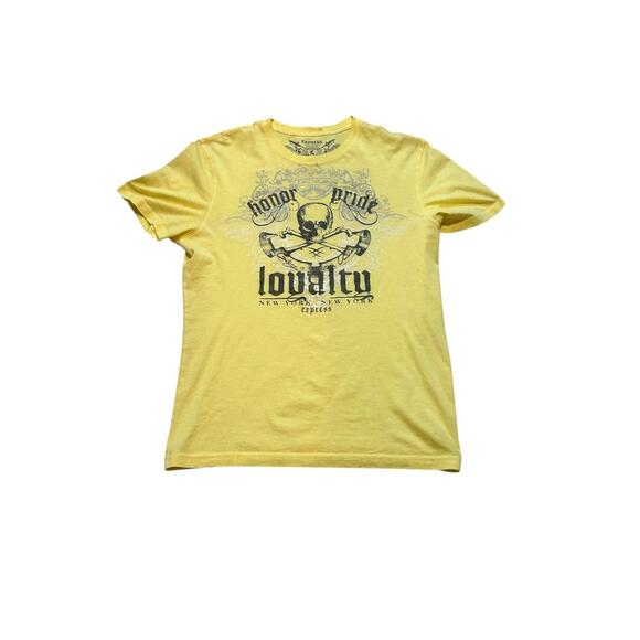 Vintage Express Y2K Skull Tee Yellow/Grey Size Medium - Picture 1 of 4